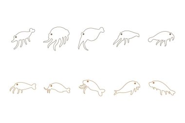 Taslak Mürekkep Balığı Çizimi Tasarım Seti