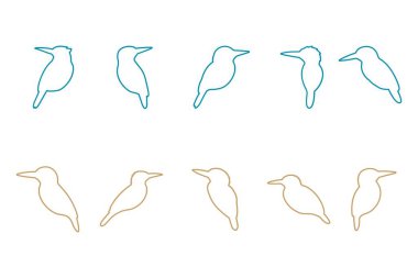 Kingfisher Kuş Ana Hattı Simgesi Ayarlandı