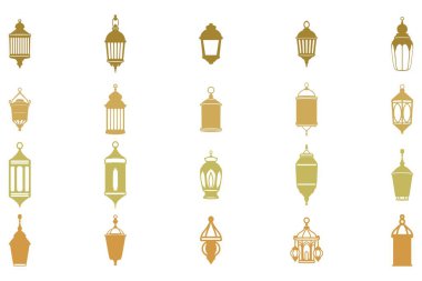 İslami Fener Dekorasyon Simgesi Ayarlandı
