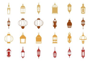 İslami Fener Dekorasyon Simgesi Ayarlandı