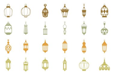 İslami Fener Dekorasyon Simgesi Ayarlandı