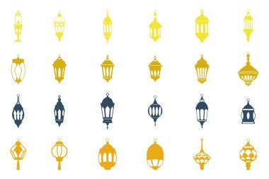İslami Fener Dekorasyon Simgesi Ayarlandı