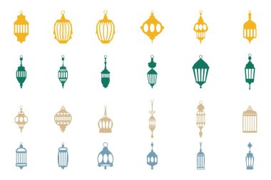 İslami Fener Dekorasyon Simgesi Ayarlandı