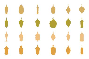 İslami Fener Siluet Simgesi Ayarlandı