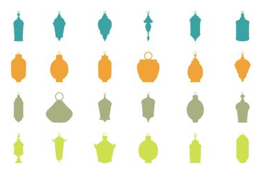 İslami Fener Siluet Simgesi Ayarlandı