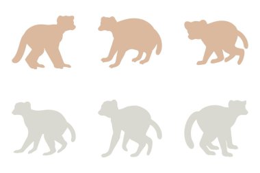 Lemur Siluet Simgesi Set Tasarımı