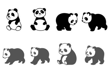 Panda Simgesi Set. Hayvan Resimleri Tasarımı
