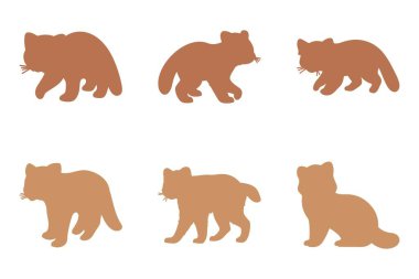 Red Panda Siluet Simgesi Seti. Hayvan Resimleri Tasarımı