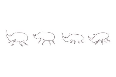 Gergedan Böceği Ana Hattı Simge Kümesi. Hayvan Resimleri Tasarımı