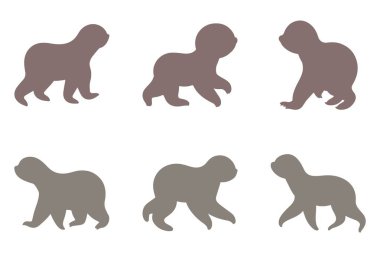 Tembel Siluet Simgesi Seti. Hayvan Resimleri Tasarımı