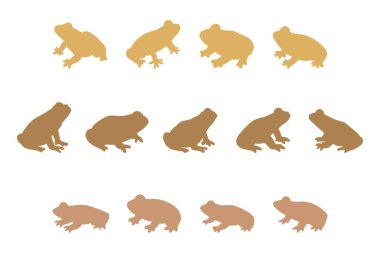 Kurbağa Silueti Simgesi Ayarlandı. Hayvan Resimleri Tasarımı