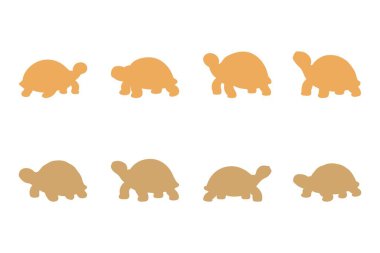 Kaplumbağa Silueti Simgesi Ayarlandı. Hayvan Resimleri Tasarımı