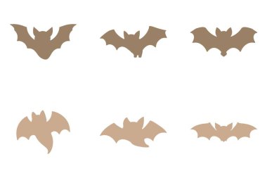 Vampir Yarasa Siluet Simgesi Set. Hayvan Resimleri Tasarımı