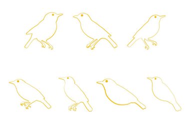 Warbler Kuş Ana Hattı Simgesi Ayarlandı. Hayvan Resimleri Tasarımı