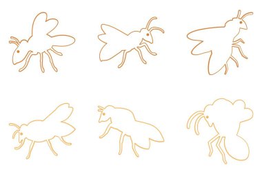 Wasp Taslak Simge Seti. Hayvan Resimleri Tasarımı