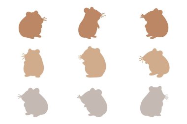 Hamster Siluet Simgesi Seti. Hayvan Resimleri Tasarımı