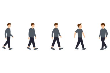 Man Walking Illustration Set Tasarımı