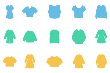 Basit Giysi Simgesi Seti. Moda Tasarımı