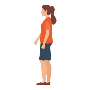 Ayakta Duran Kadın Çizimi Düz Tasarım