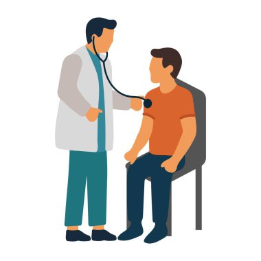 Stetoskop İllüstrasyonlu Doktor Muayene Ediyor