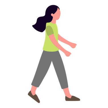 Yürüyen Kadın Çizimi Düz Tasarım