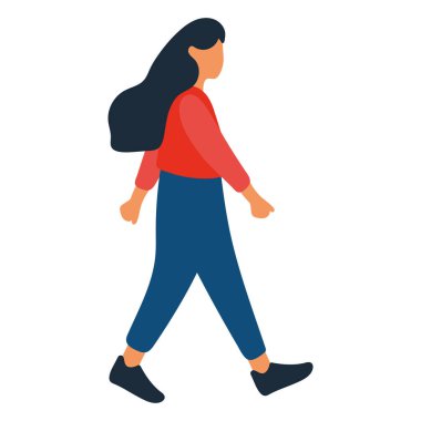 Yürüyen Kadın Çizimi Düz Tasarım