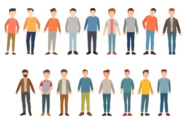 Ayakta Duran Bir Çok Adam 'ın Sıradan Kıyafetler Giydiği İmajı. Çeşitlilik ve Beraberlikteki Farklar