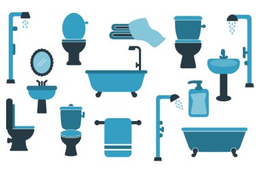 Banyo Aletleri Düz Tasarım Çizim Seti