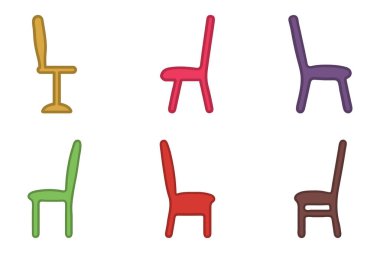 Altı Renkli Modern Sandalye Simgeleri