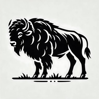 Bison silhouette vector, Bison silhouette vector illustration clipart