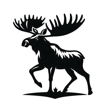 Moose silhouette vector icon black and white clipart