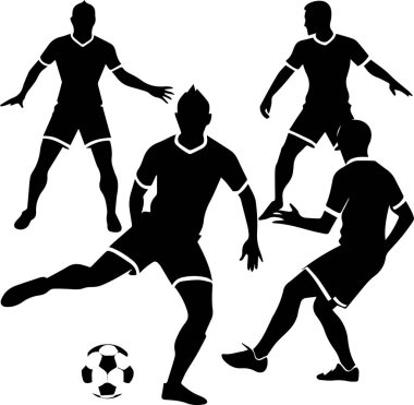 vector silhouette of man with football on white background. clipart