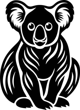 vector illustration of a cute black and white cartoon koala on a white background clipart