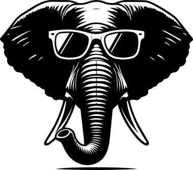 elephant with glasses vector, illustration of an isolated elephant with glasses on white background clipart