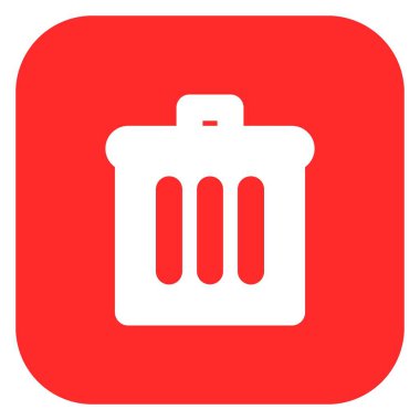 Çöp kutusu simgesi, kare arkaplan vektöründeki simge düğmesini sil