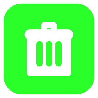 Çöp kutusu simgesi, kare arkaplan vektöründeki simge düğmesini sil