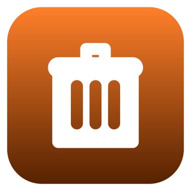 Çöp kutusu simgesi, kare arkaplan vektöründeki simge düğmesini sil