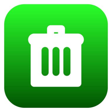 Çöp kutusu simgesi, kare arkaplan vektöründeki simge düğmesini sil