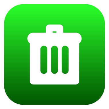 Çöp kutusu simgesi, kare arkaplan vektöründeki simge düğmesini sil