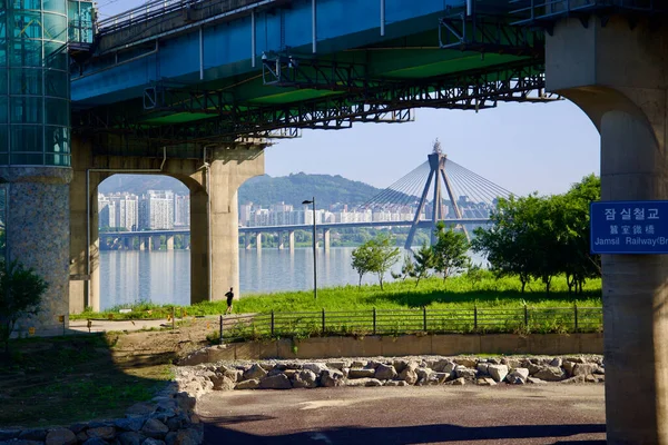 Soul Jižní Korea Června 2023 Polední Pohled Olympijský Most Rámovaný — Stock fotografie