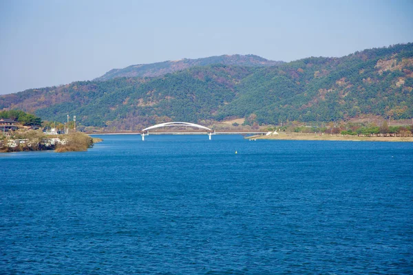 Sangju City Jižní Korea Listopadu 2023 Pohled Řeku Nakdong Jezu — Stock fotografie