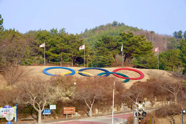 Samcheok City Jižní Korea Prosince 2023 Pocta Olympijskému Maratonskému Zlatému — Stock fotografie