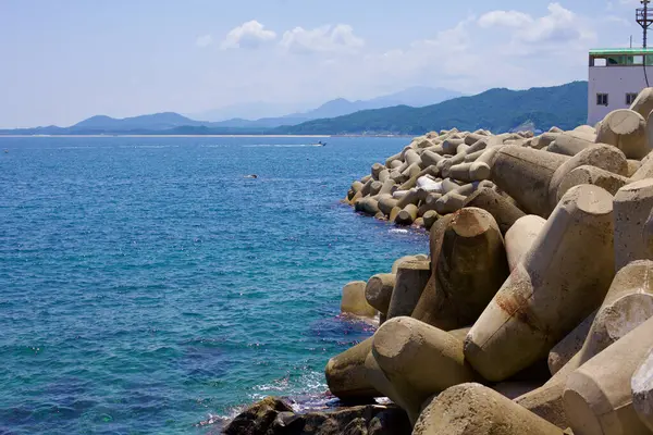 Goseong County South Korea July 2019 Large Concrete Tetrapods Line Royalty Free Stock Images