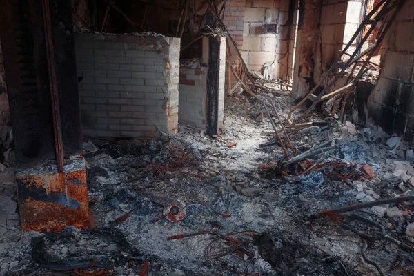 Bicycle Shop Burned Ground Due Shelling Irpin Kyiv Region 2022 — Stock Photo, Image