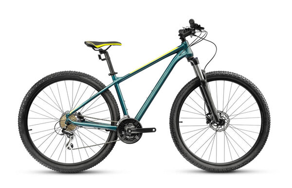 29er mountain cross country bicycle isolated on white. Brand new bike for offroad riding. Active sport concept.