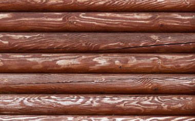 Yuvarlak tahtalardan yapılmış eski ahşap çitin dokusu.