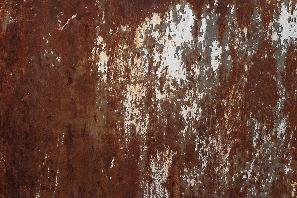 Texture Rusty Old Metal Plate Cracked White Paint — Stock Photo, Image