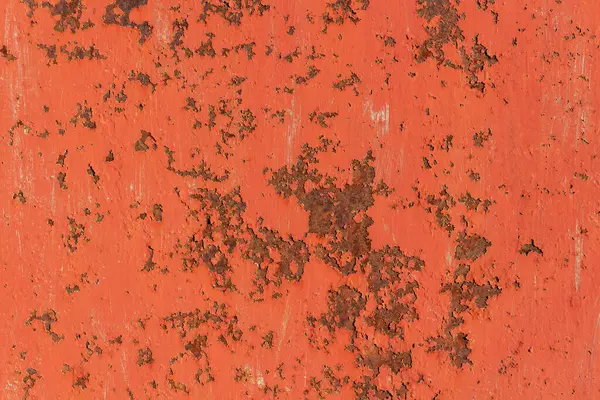 Texture Old Rusty Metal Plate Red Cracked Paint Scratches — Stock Photo, Image