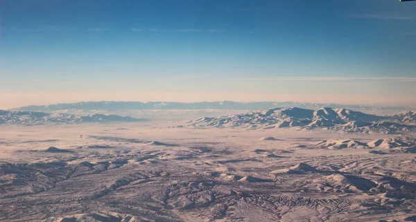 Sky Clouds Mountains Snow Photo Taken Airplane — Stock Photo, Image
