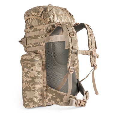 Piksel kamuflajlı askeri çanta. Taktik askeri mühimmat..